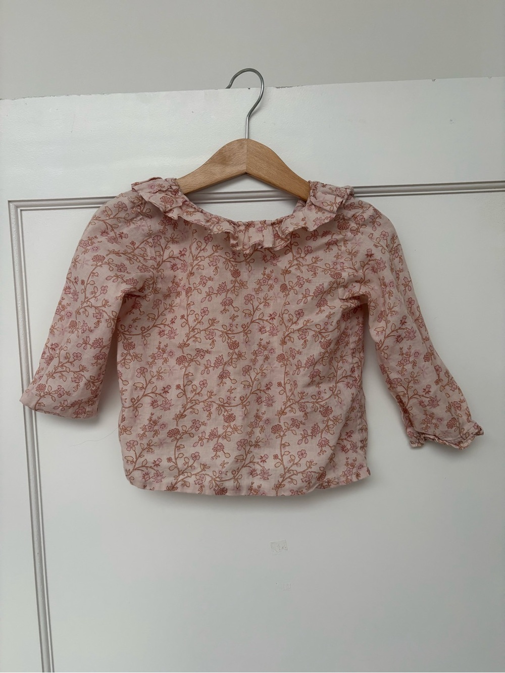 Bonpoint Pink Floral Ruffle Collar Blouse
